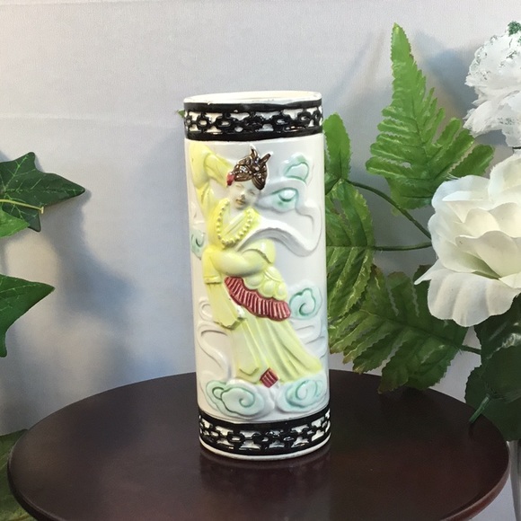 🇺🇸🇺🇸JAPANESE PORCELAIN ORCHID VASE #R-93🇺🇸🇺🇸 - Picture 2 of 7
